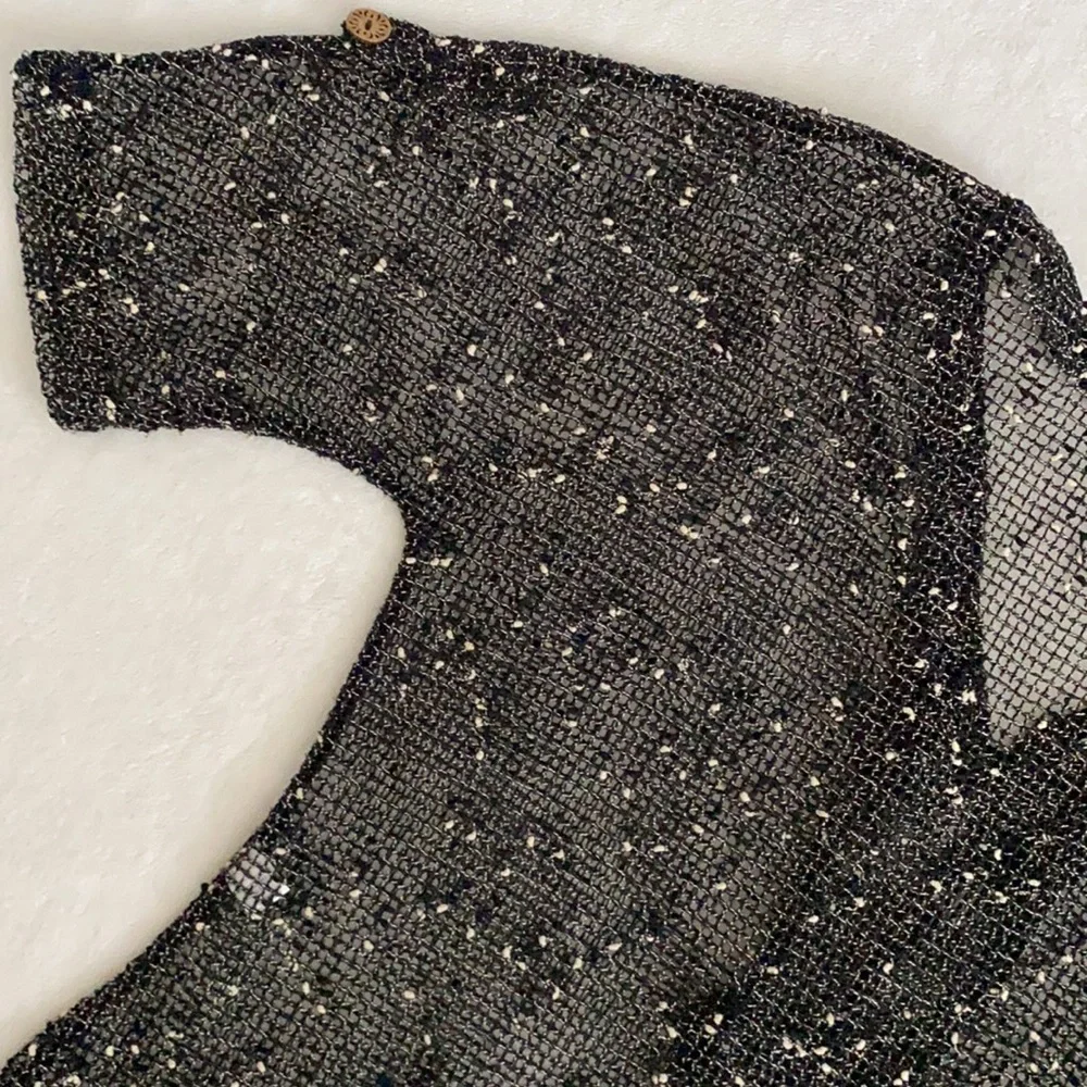 Lulu-B | Open Knit Boho Coastal Cardigan Coconut Husk Buttons 7258 Black (M) - Picture 12 of 16